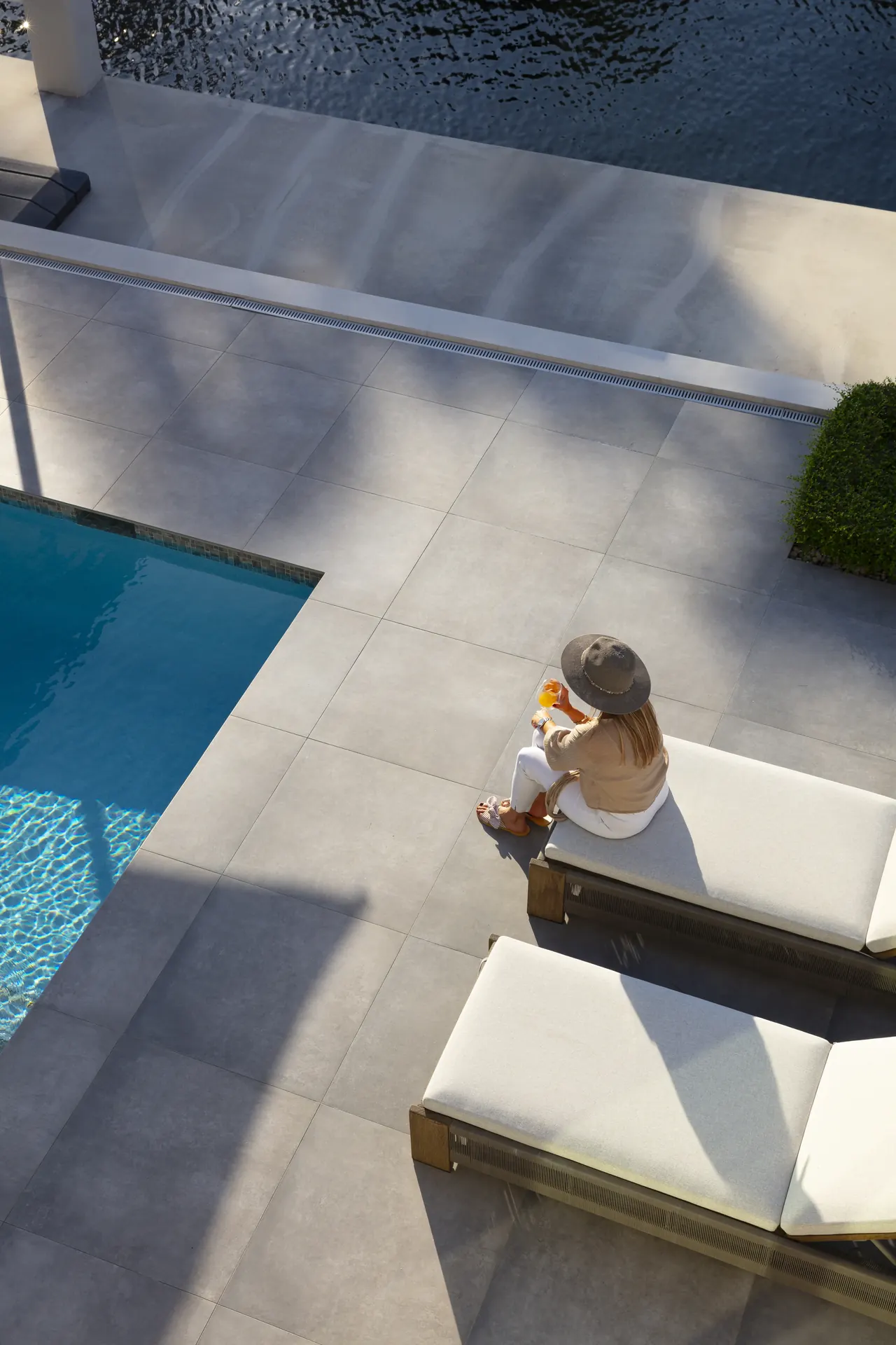 Pool patio with lounge chairs, Lighthouse Point
